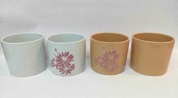  MACETA CERAMICA REDONDA CON FLORES